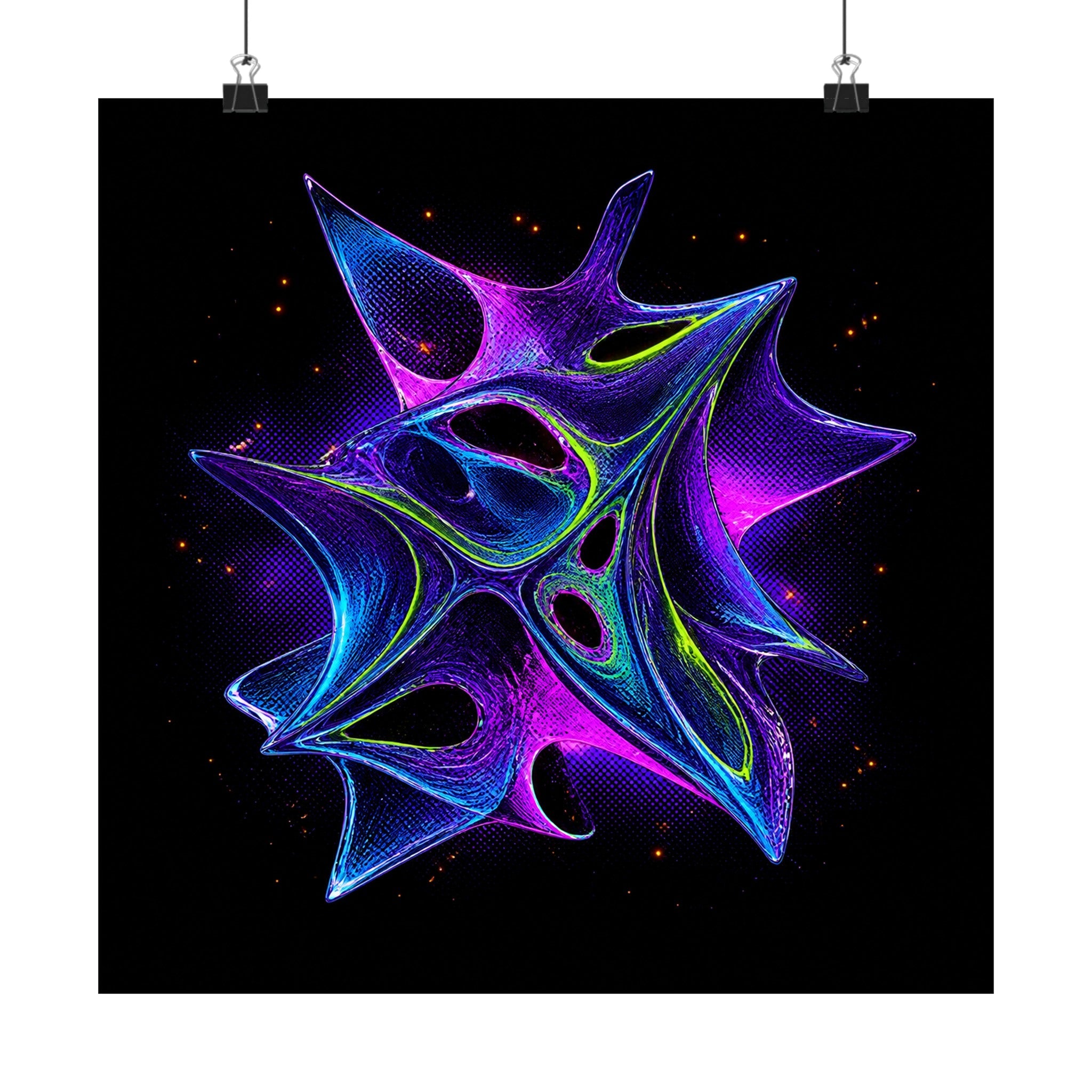 Ultraviolet Fauna original KOSVYRE art print displayed with binder clips