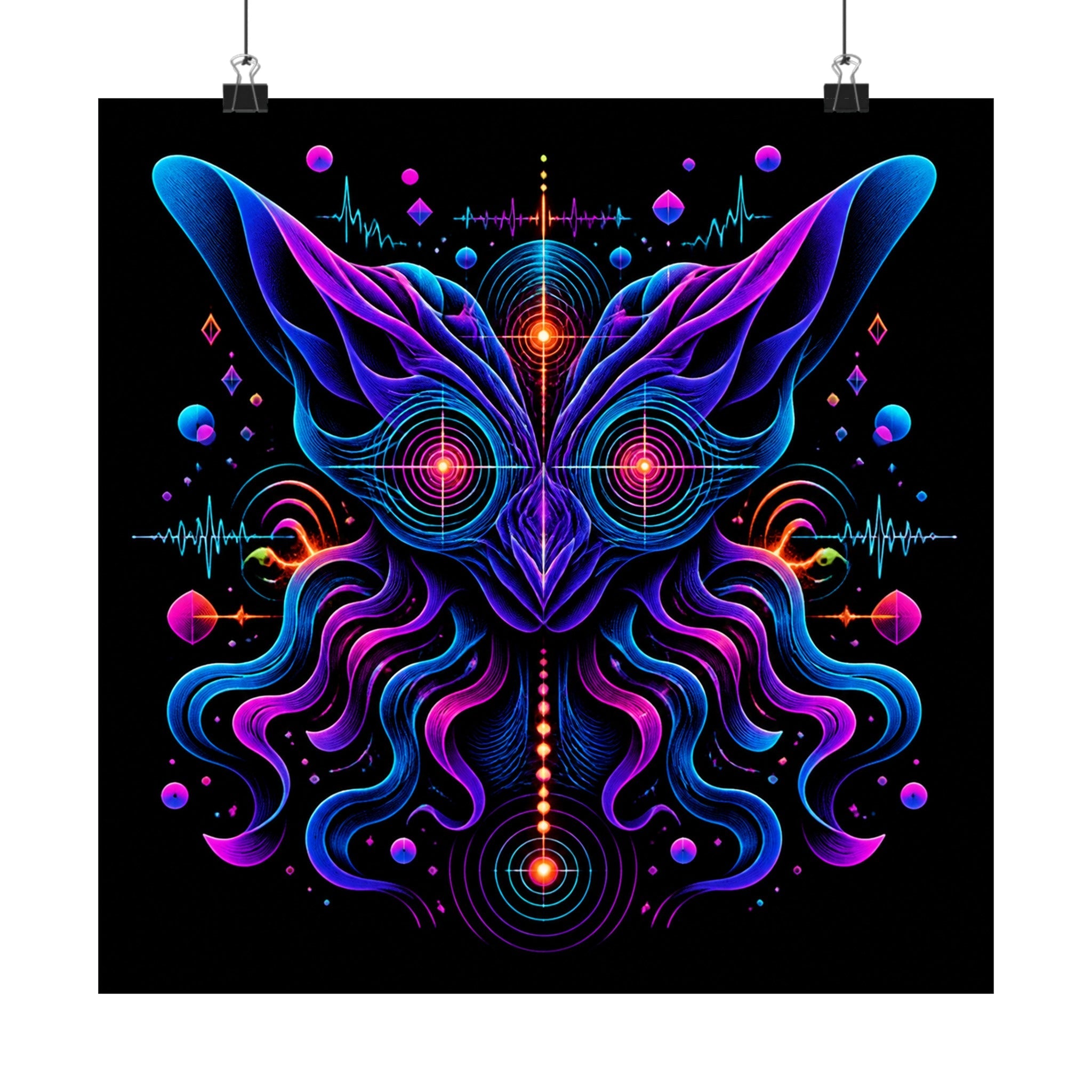Velvet Signal Animal original KOSVYRE art print displayed with binder clips
