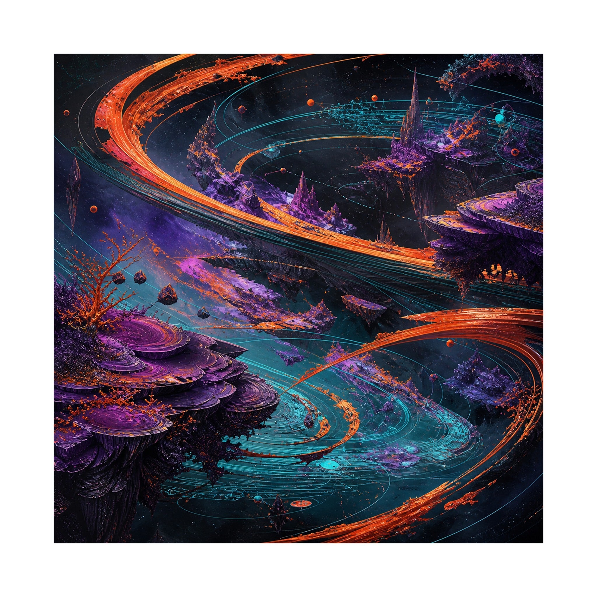 Vermilion Orbital Reef original KOSVYRE art print shown on a clean white display