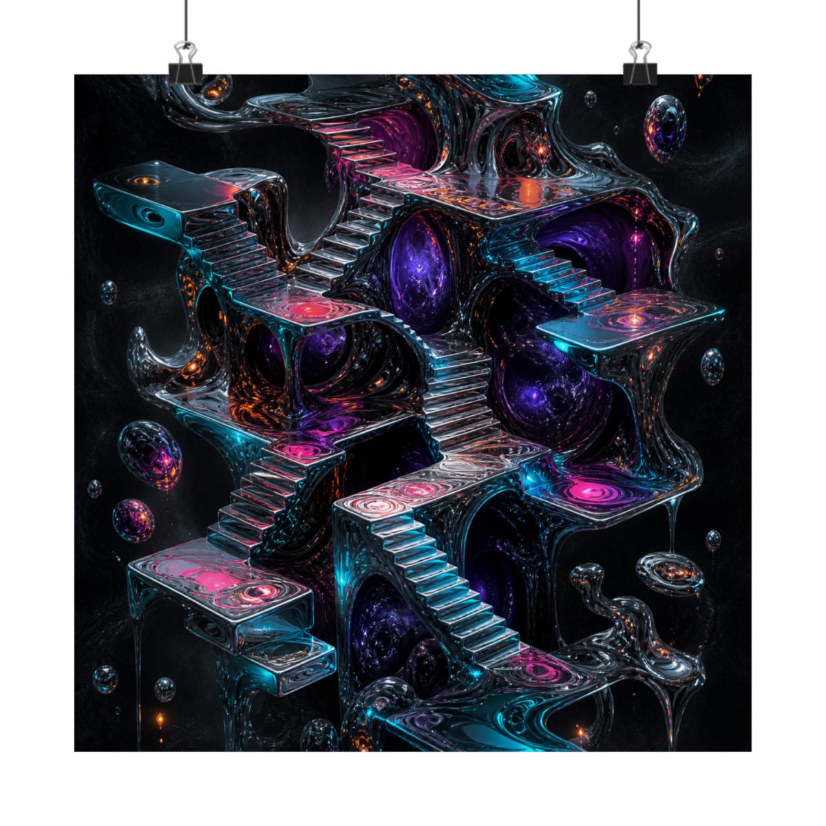 Liminal Mercury Stair KOSVYRE art print product mockup, alternate front view