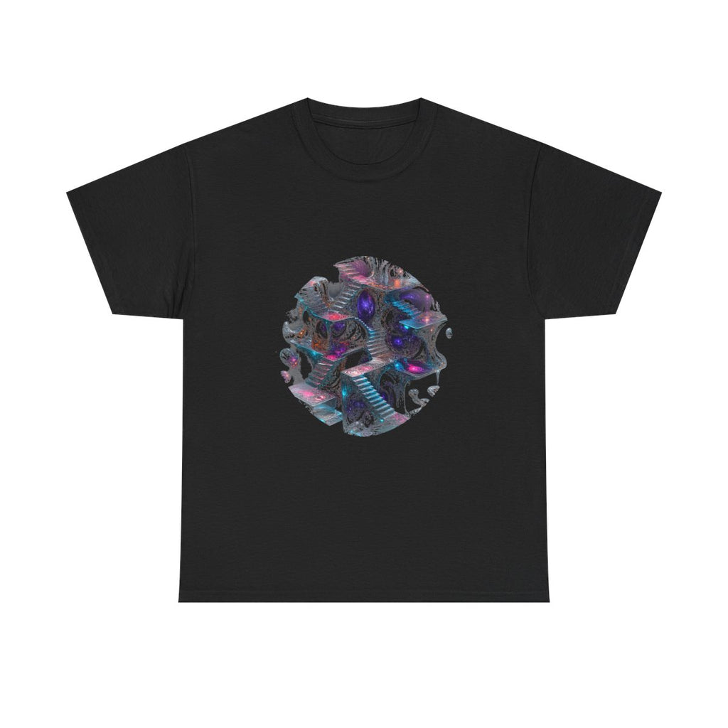 Liminal Mercury Stair KOSVYRE graphic tee product mockup, front view
