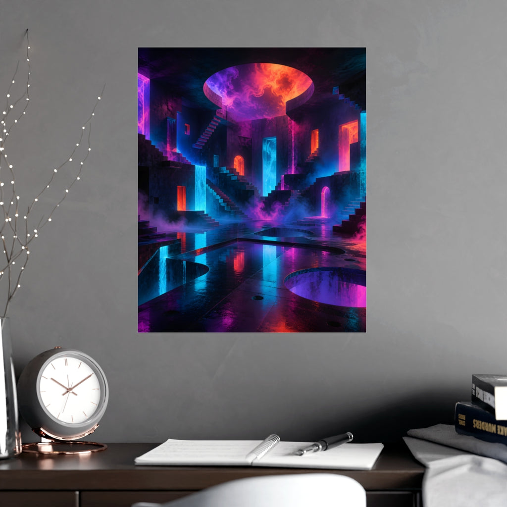 Liminal Neon Reservoir KOSVYRE poster product mockup, alternate view
