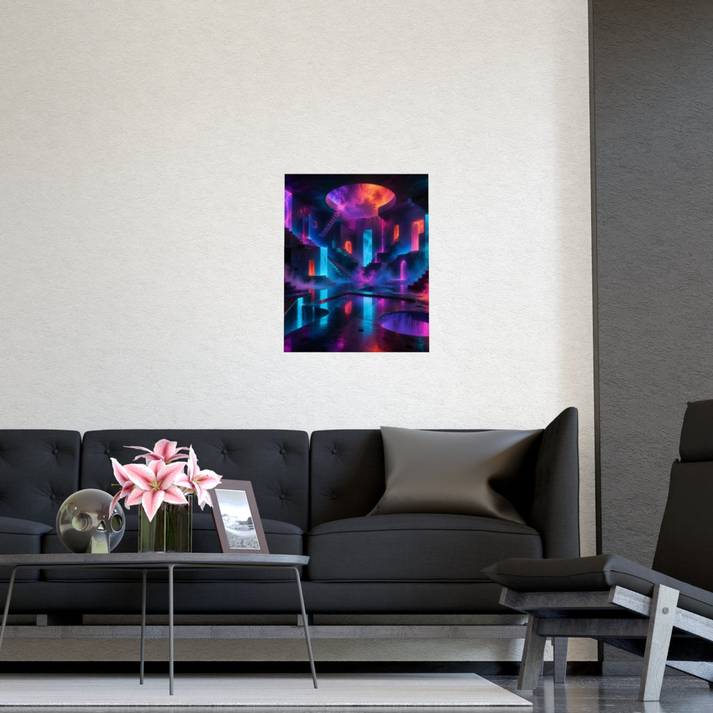 Liminal Neon Reservoir KOSVYRE poster product mockup, detail view