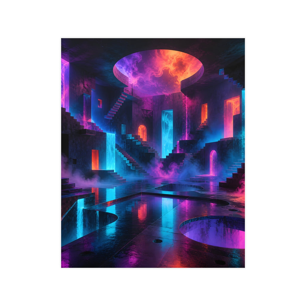 Liminal Neon Reservoir KOSVYRE poster product mockup, front view