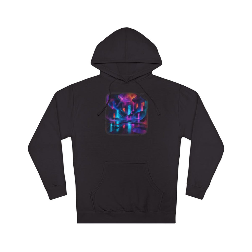 Liminal Neon Reservoir KOSVYRE hoodie product mockup, front view