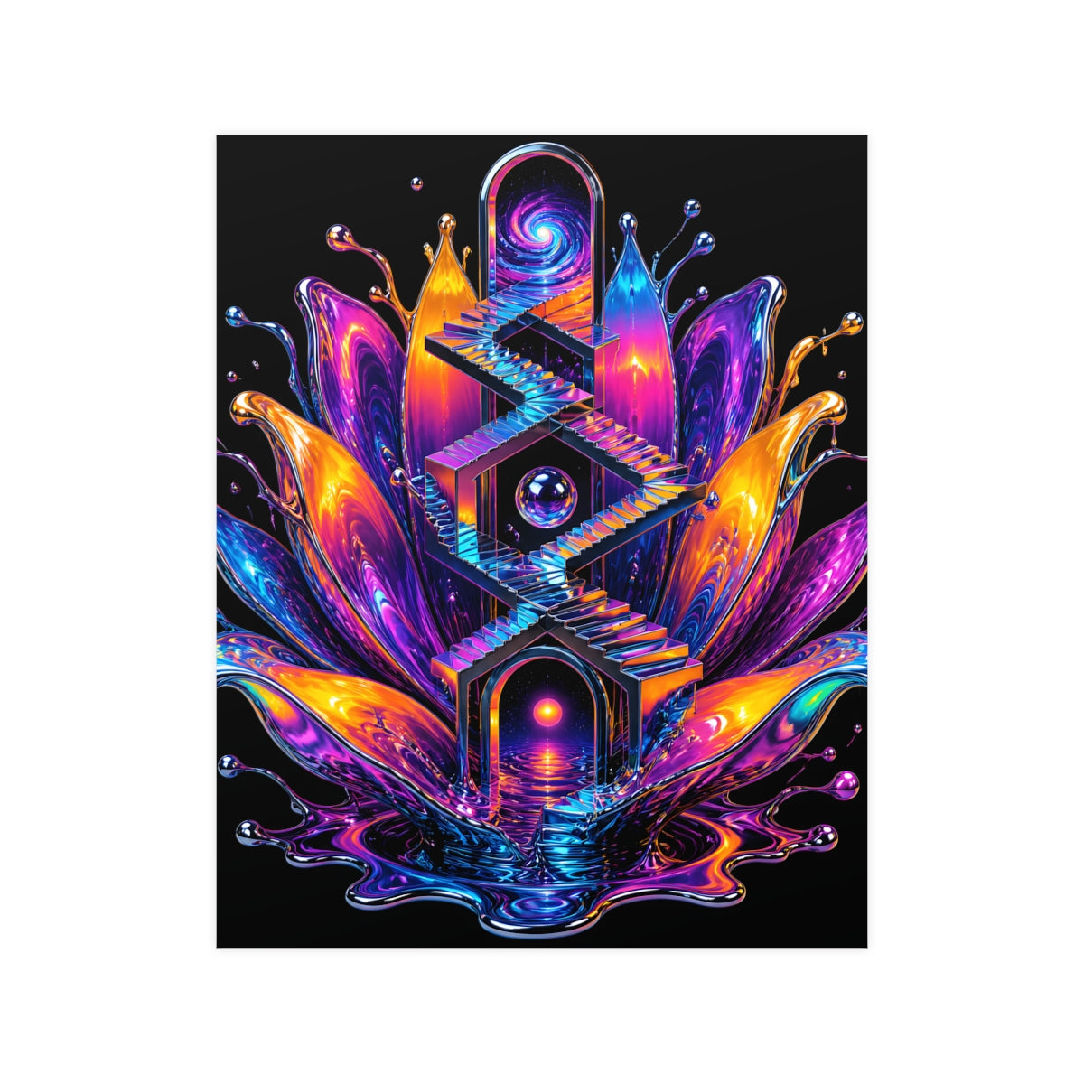 Liquid Staircase Bloom KOSVYRE poster product mockup, front view