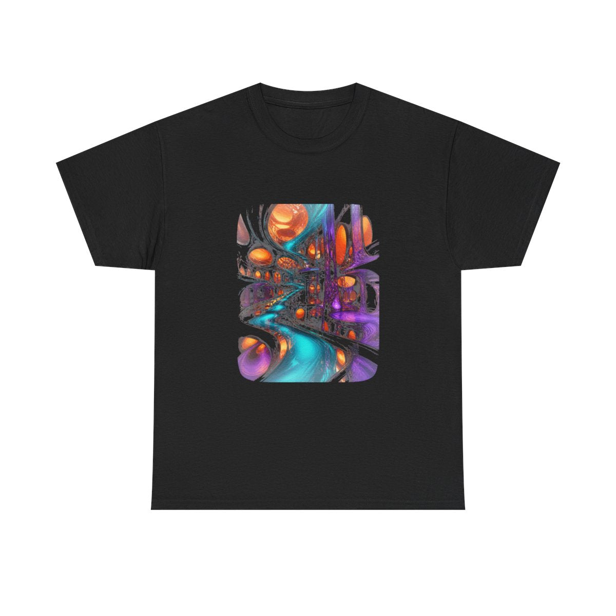 Liquid Transit Atrium KOSVYRE graphic tee product mockup, front view