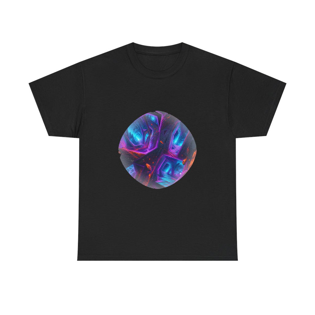 Magenta Rift Transit KOSVYRE graphic tee product mockup, front view