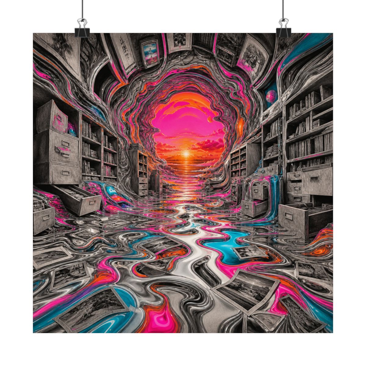 Melted Archive KOSVYRE art print product mockup, alternate front view
