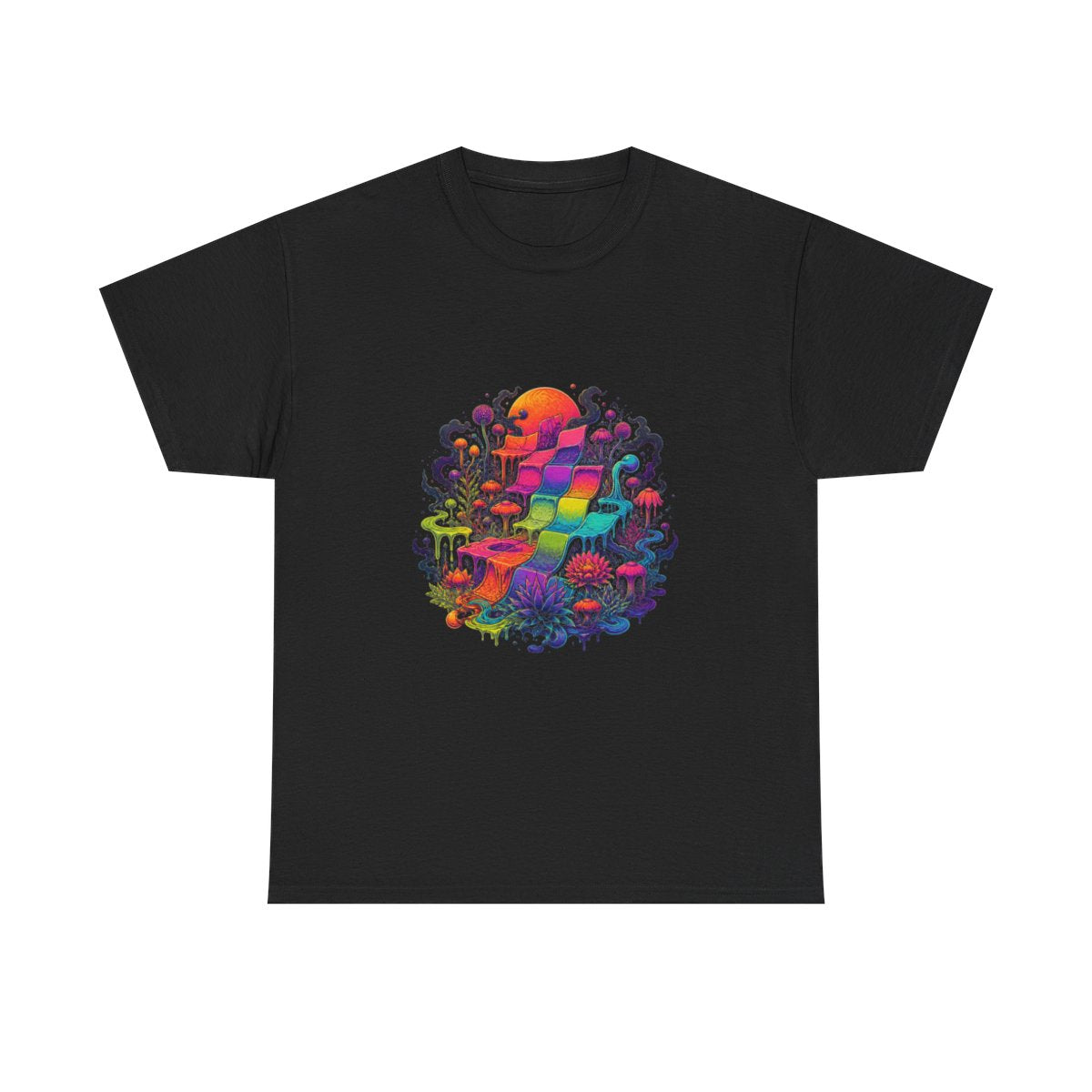 Melted Calendar Garden KOSVYRE graphic tee product mockup, front view