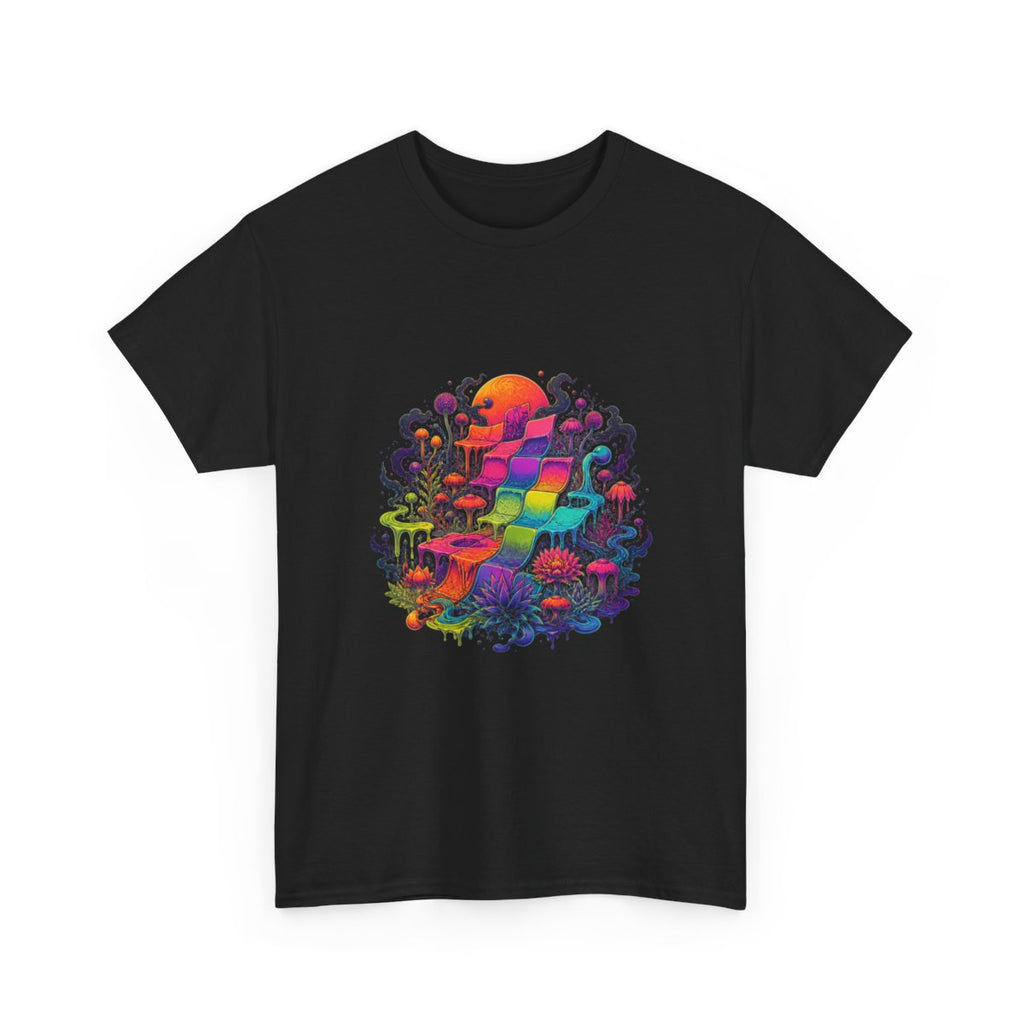 Melted Calendar Garden KOSVYRE graphic tee product mockup, alternate front view