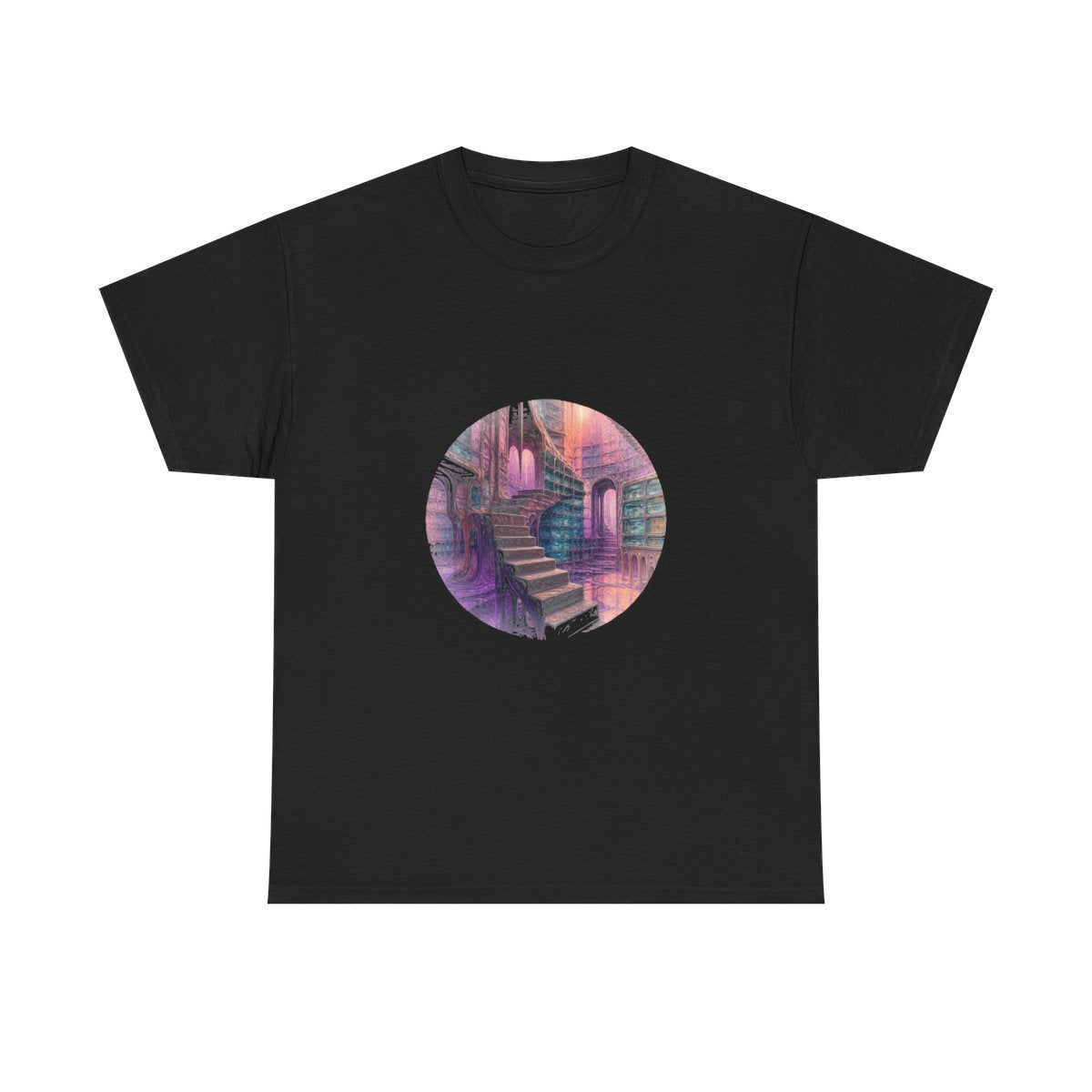 Melting Archive Stair KOSVYRE graphic tee product mockup, front view