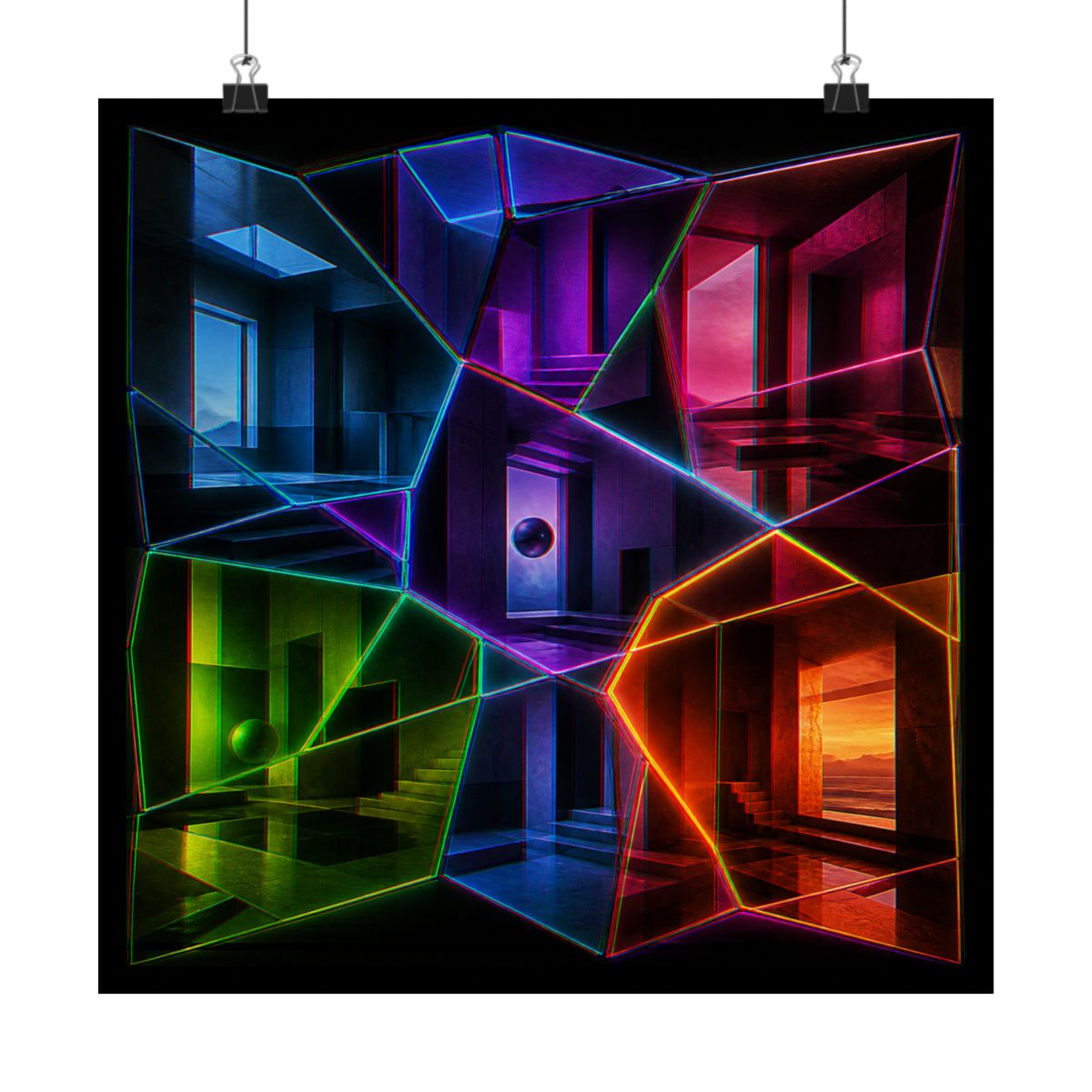 Memory Lattice KOSVYRE art print product mockup, alternate front view