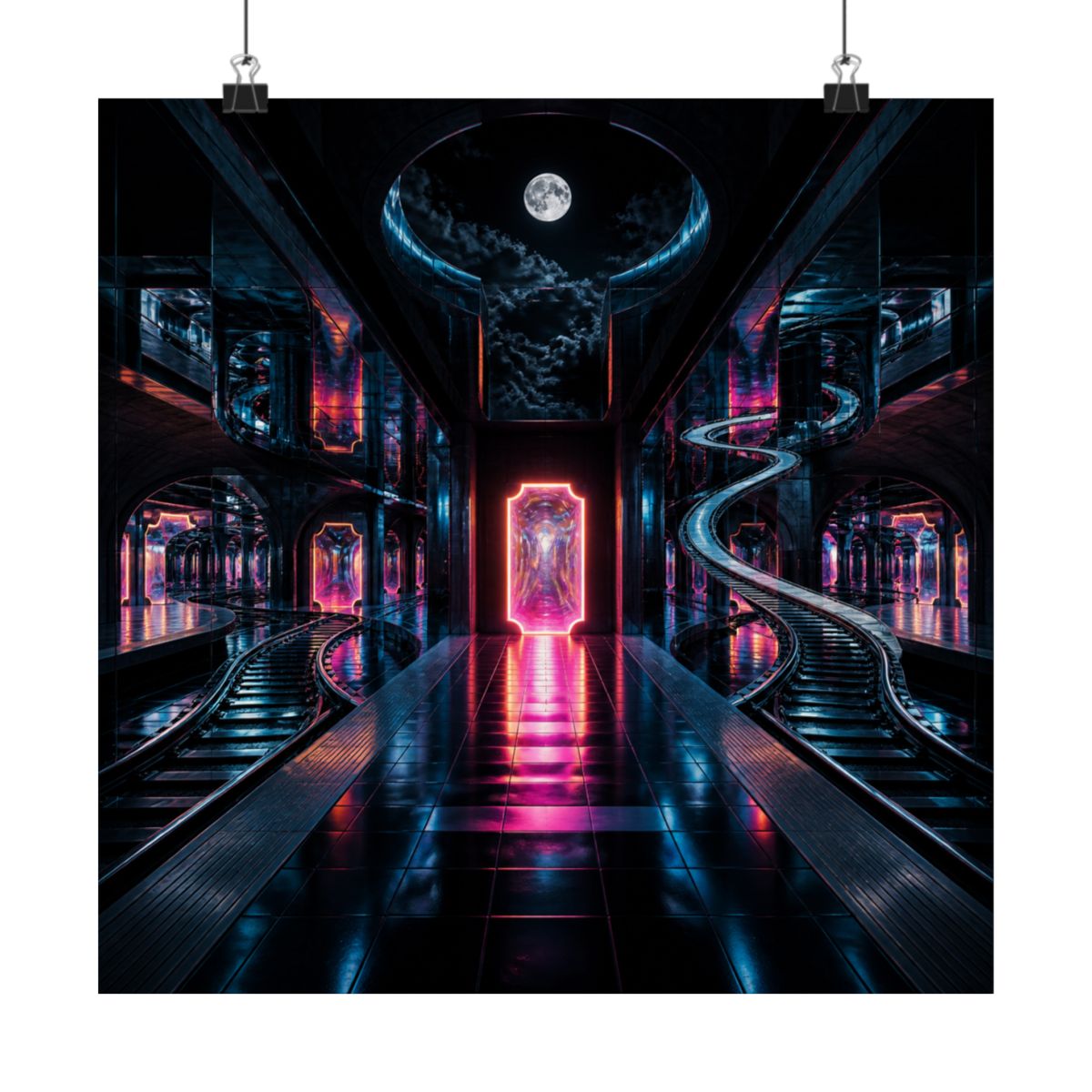 Midnight Transit of Mirrors KOSVYRE art print product mockup, alternate front view