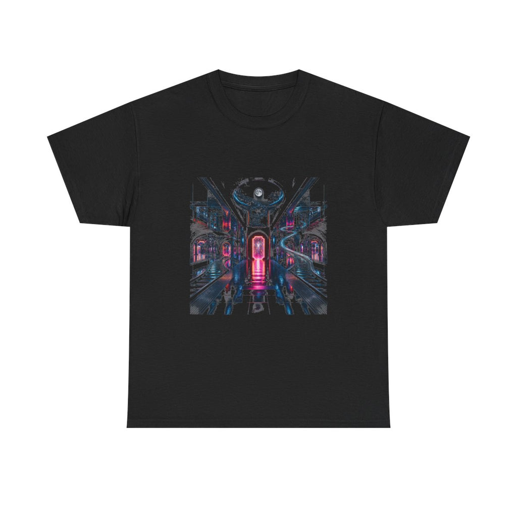 Midnight Transit of Mirrors KOSVYRE graphic tee product mockup, front view