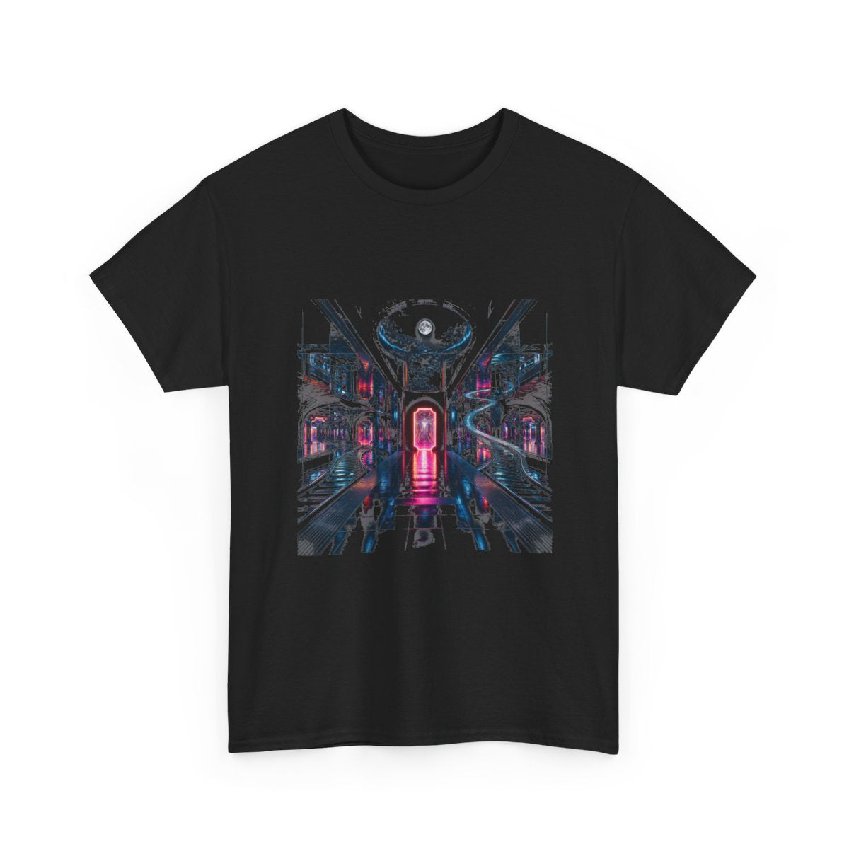 Midnight Transit of Mirrors KOSVYRE graphic tee product mockup, alternate front view