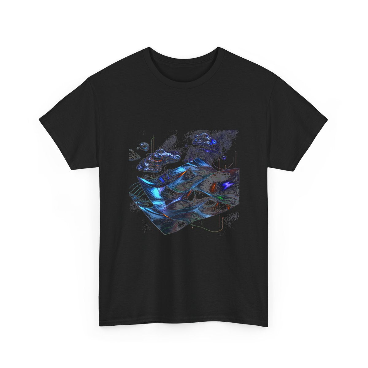 Mirror Weather KOSVYRE graphic tee product mockup, alternate front view