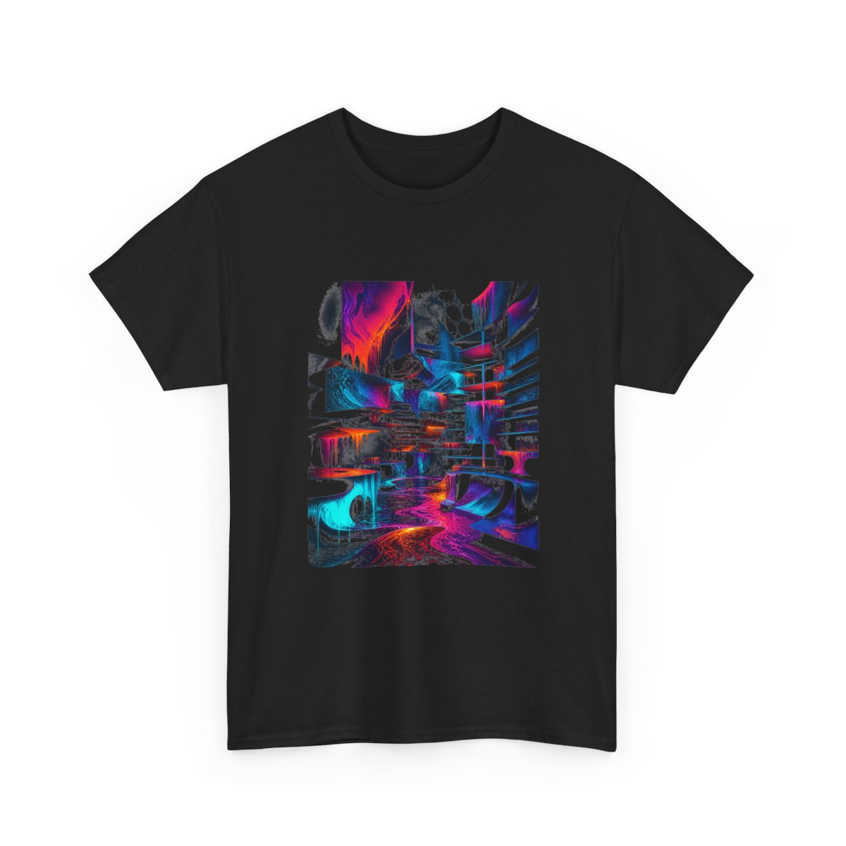 Molten Index Chamber KOSVYRE graphic tee product mockup, alternate front view