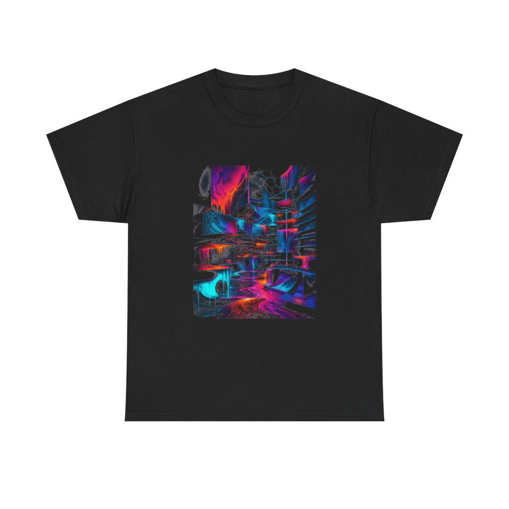 Molten Index Chamber KOSVYRE graphic tee product mockup, front view