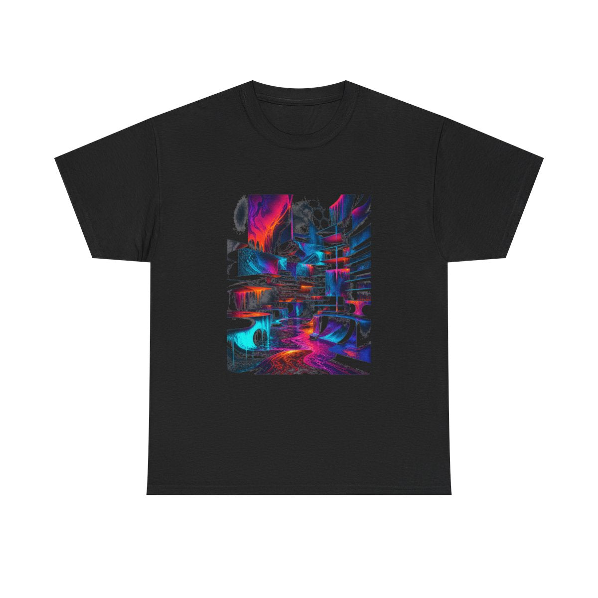 Molten Index Chamber KOSVYRE graphic tee product mockup, front view