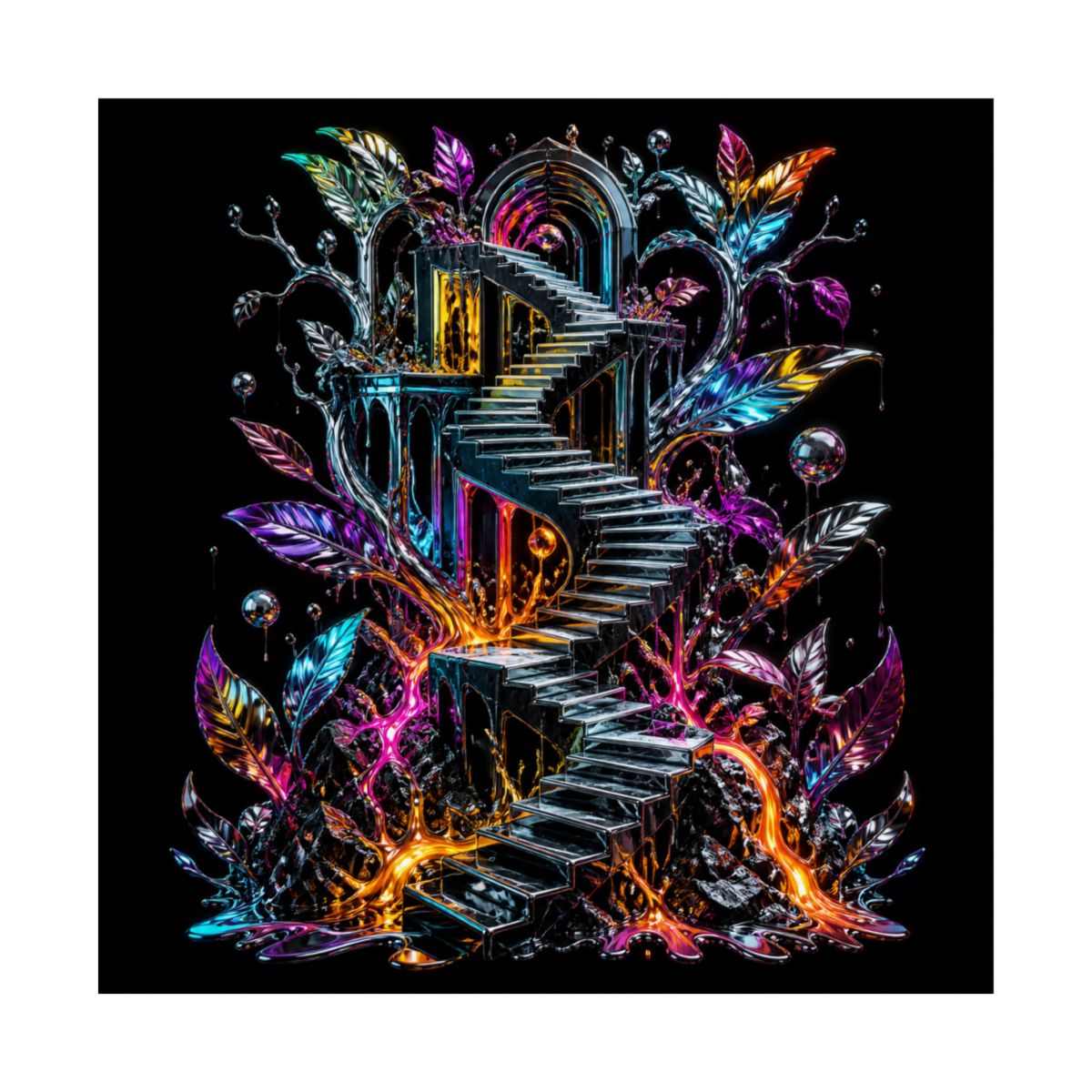 Molten Stairwell Garden KOSVYRE art print product mockup, front view