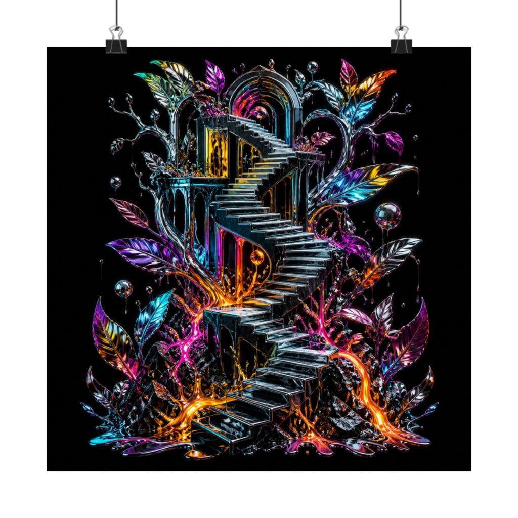 Molten Stairwell Garden KOSVYRE art print product mockup, alternate front view
