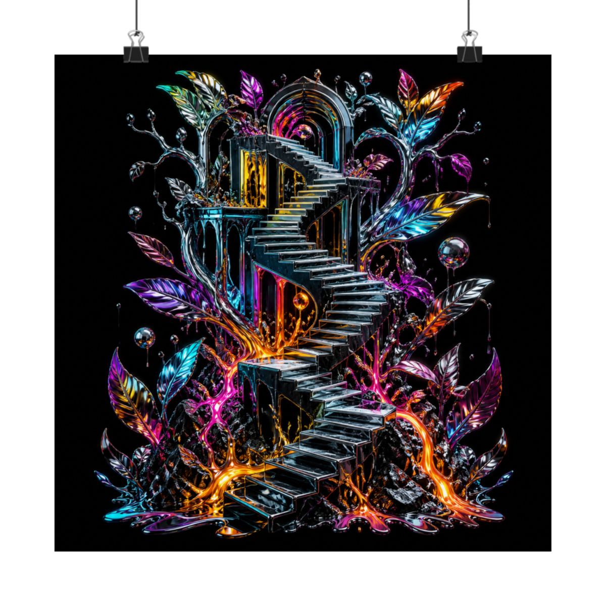 Molten Stairwell Garden KOSVYRE art print product mockup, alternate front view