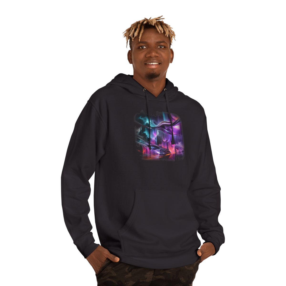 Molten Weather Loom KOSVYRE hoodie product mockup, person 2 front view