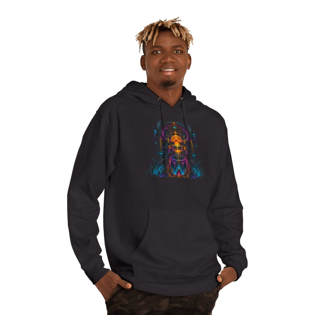 Monument of Borrowed Light KOSVYRE hoodie product mockup, person 2 front view