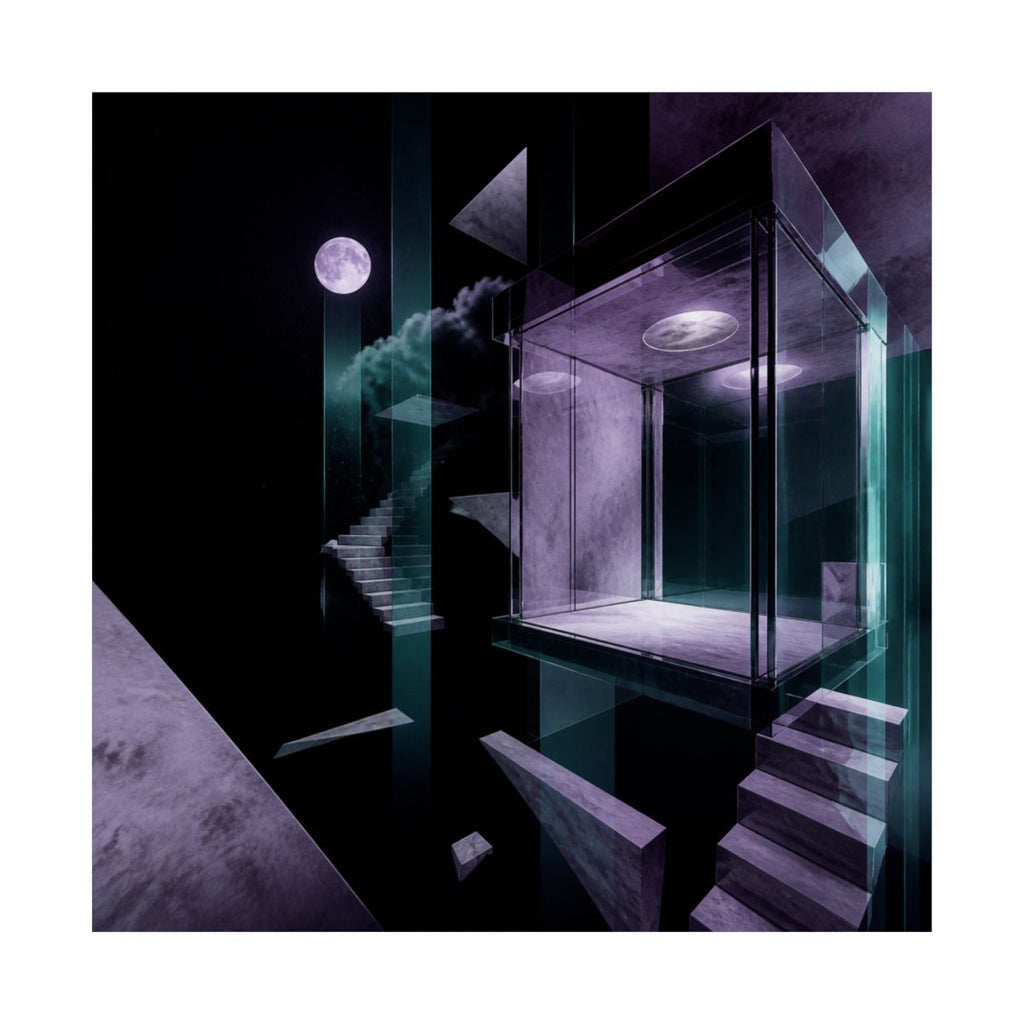 Moonlit Null Elevator KOSVYRE art print product mockup, front view