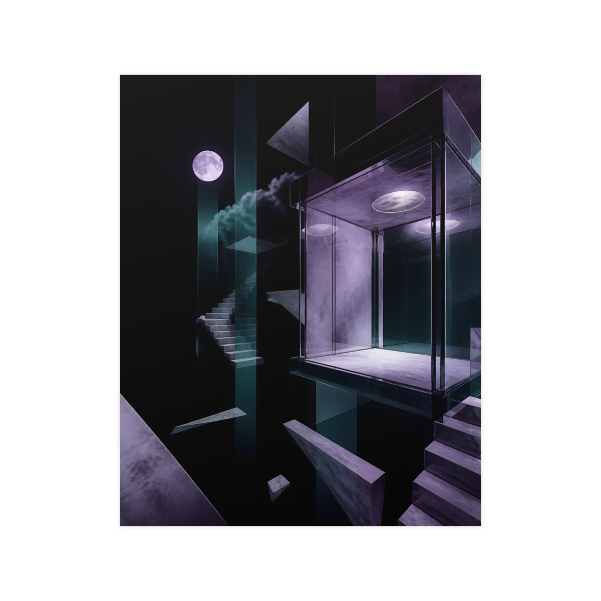 Moonlit Null Elevator KOSVYRE poster product mockup, front view