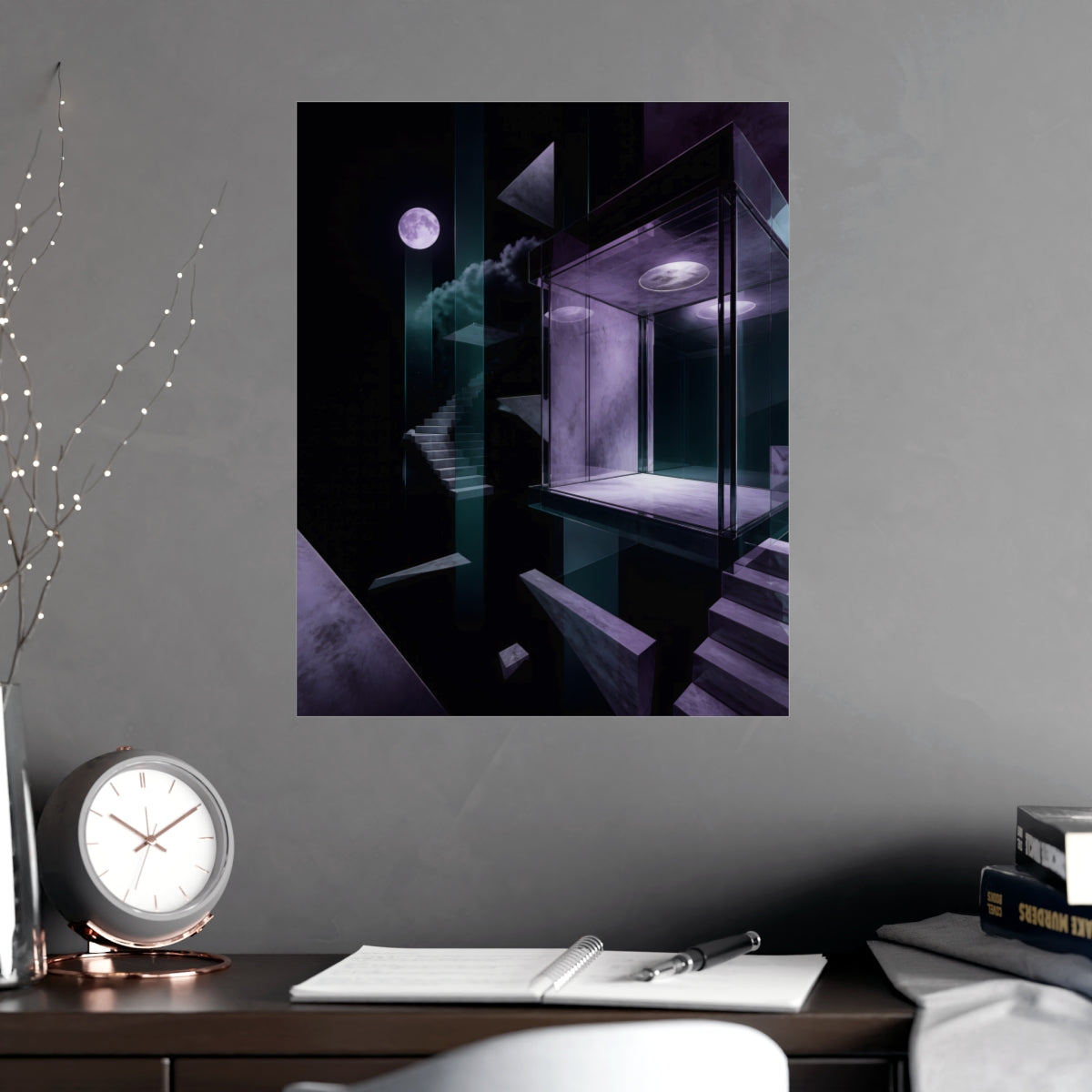 Moonlit Null Elevator KOSVYRE poster product mockup, alternate view