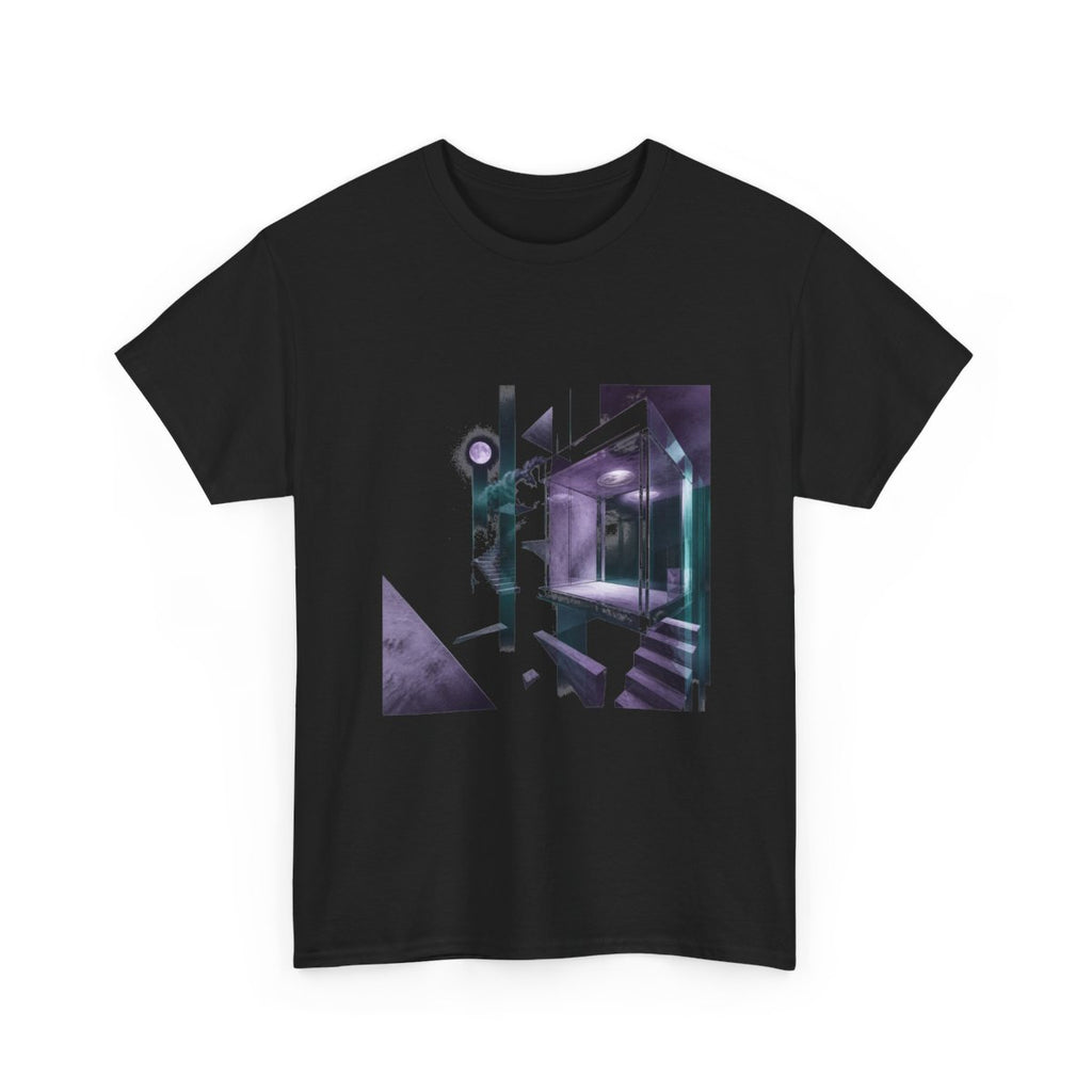Moonlit Null Elevator KOSVYRE graphic tee product mockup, alternate front view