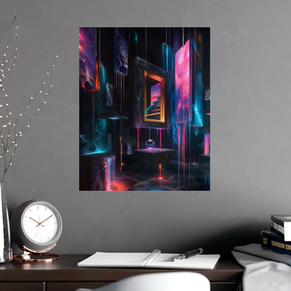 Museum of Falling Light KOSVYRE poster product mockup, alternate view