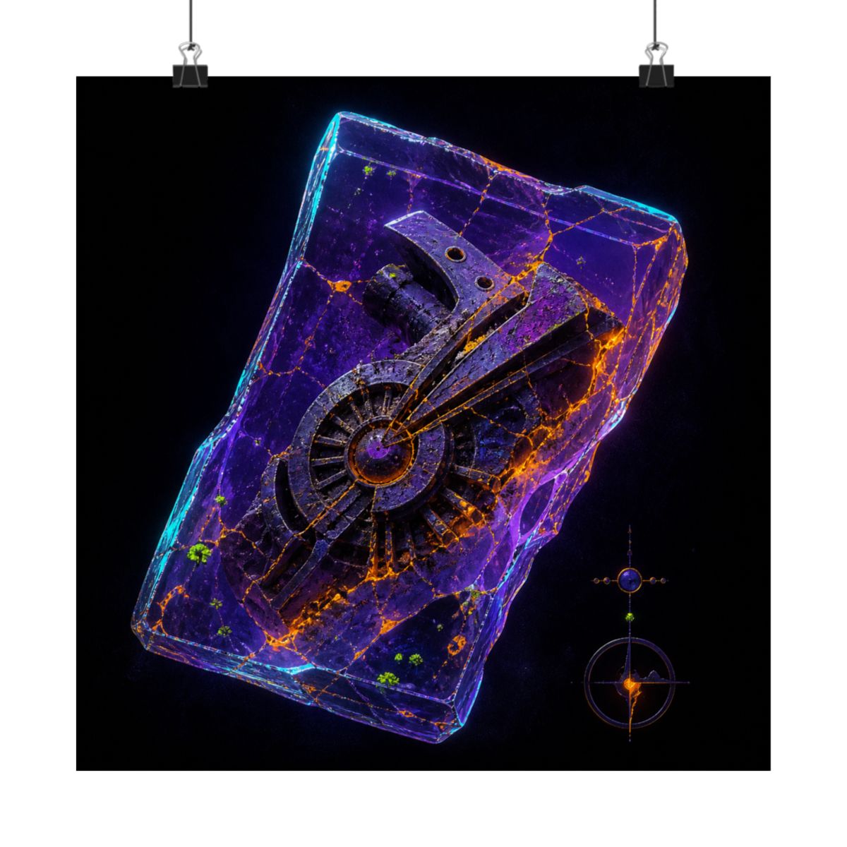 Neon Fossil Archive KOSVYRE art print product mockup, alternate front view