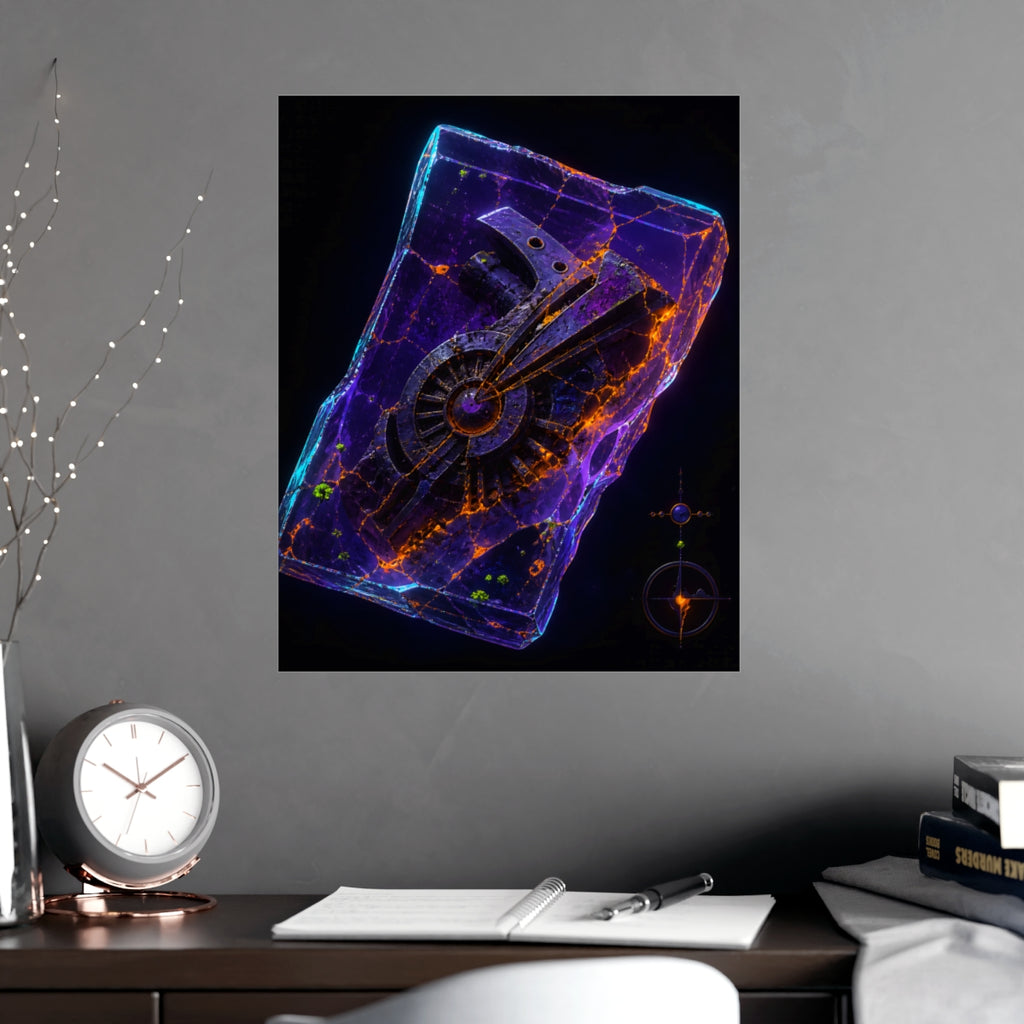 Neon Fossil Archive KOSVYRE poster product mockup, alternate view