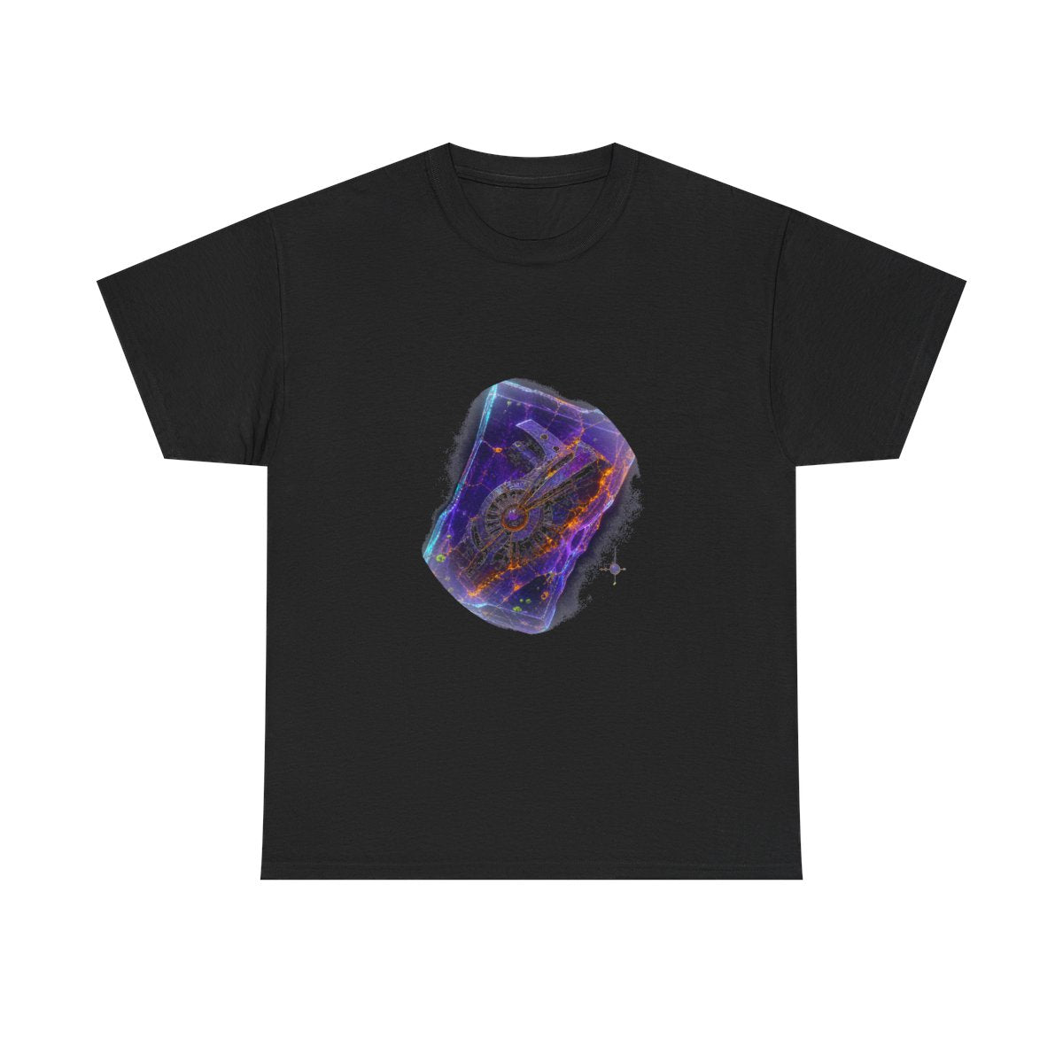 Neon Fossil Archive KOSVYRE graphic tee product mockup, front view