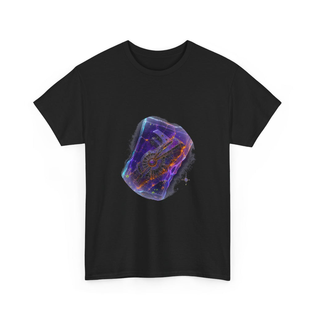 Neon Fossil Archive KOSVYRE graphic tee product mockup, alternate front view