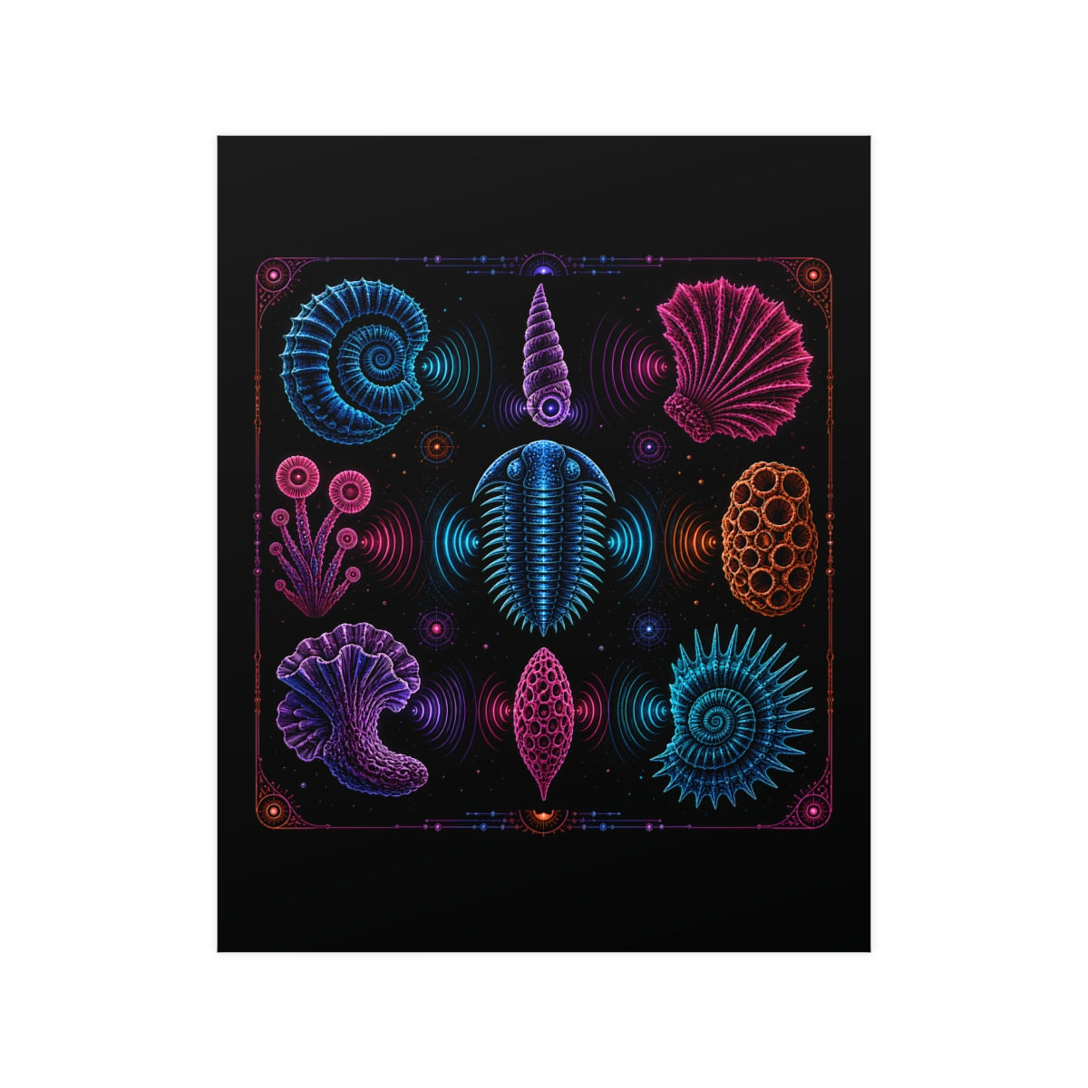Neon Fossil Choir KOSVYRE poster product mockup, front view