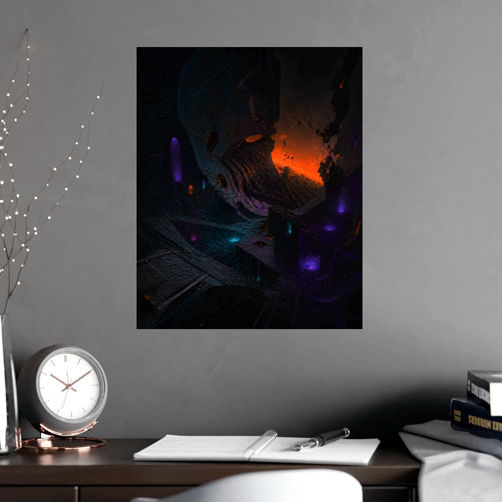 Neon Ruin Cartograph KOSVYRE poster product mockup, alternate view