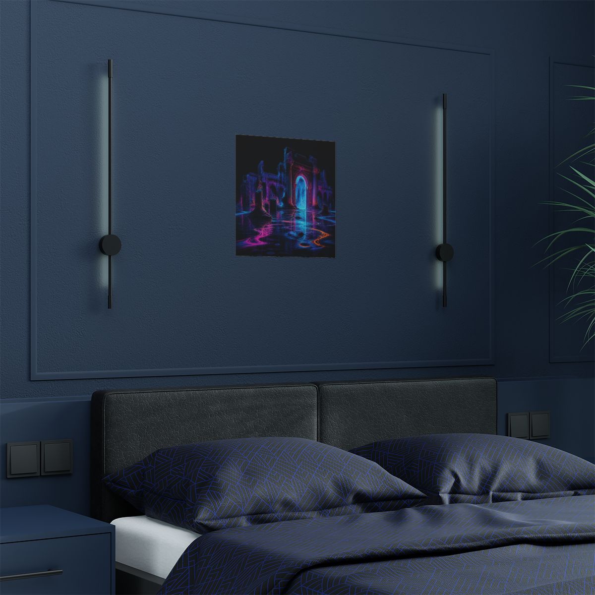 Neon Ruins at Low Tide KOSVYRE art print product mockup, detail view
