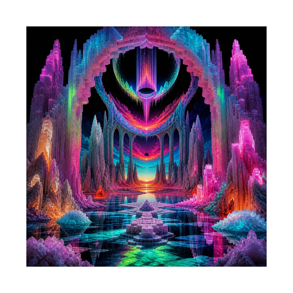 Neon Salt Cathedral KOSVYRE art print product mockup, front view