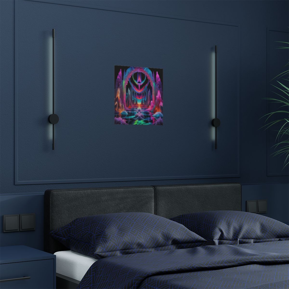 Neon Salt Cathedral KOSVYRE art print product mockup, detail view