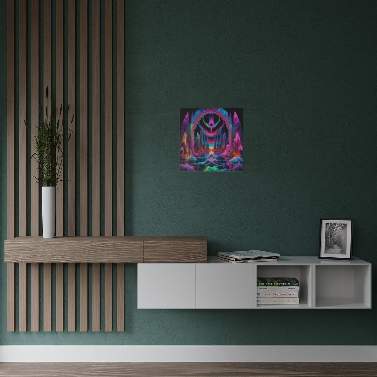 Neon Salt Cathedral KOSVYRE art print product mockup, alternate view
