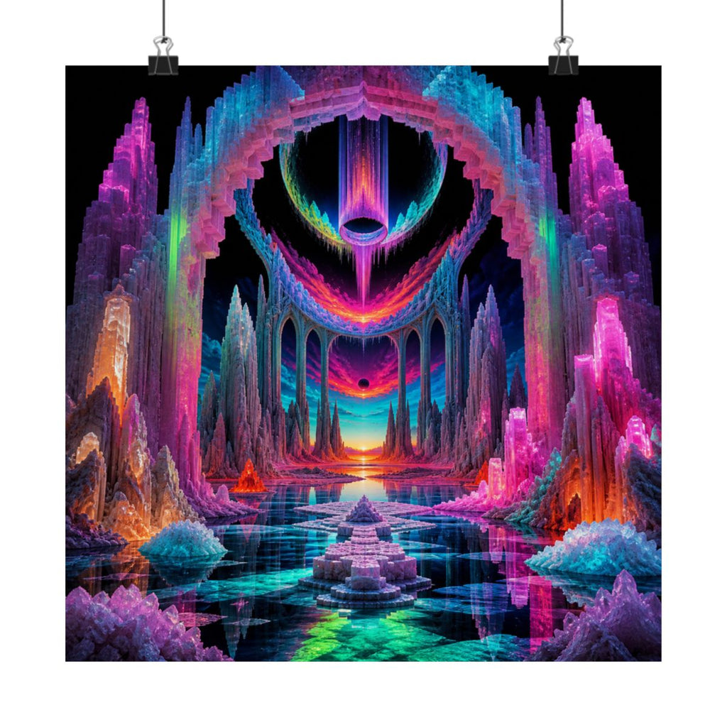 Neon Salt Cathedral KOSVYRE art print product mockup, alternate front view