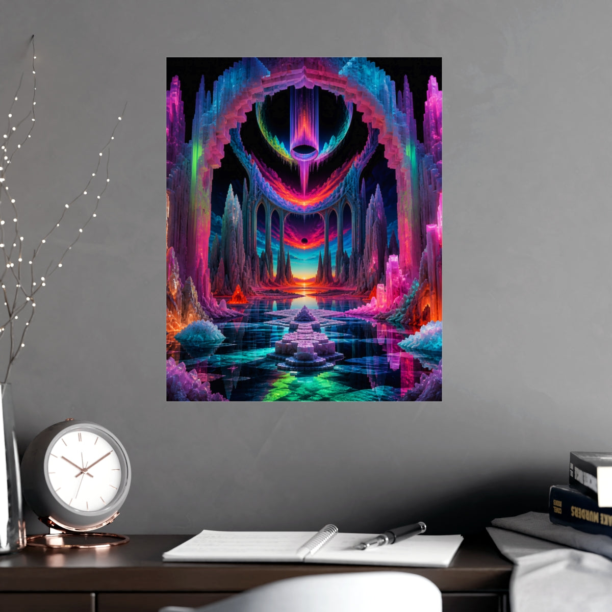 Neon Salt Cathedral KOSVYRE poster product mockup, alternate view