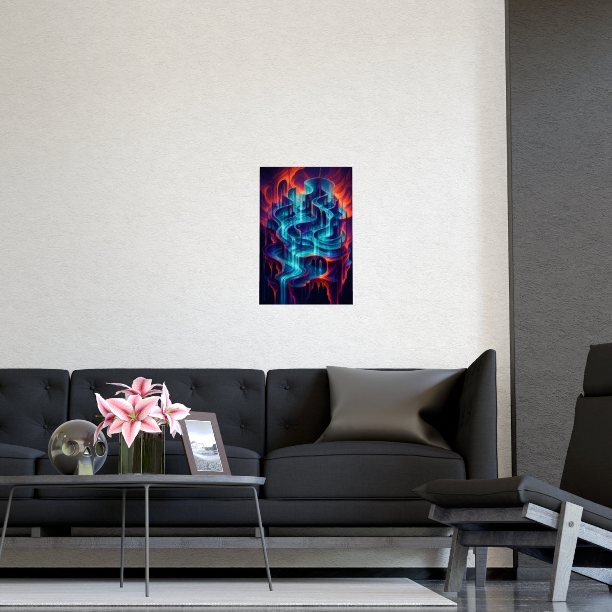 Neon Tidal Archive KOSVYRE poster product mockup, detail view