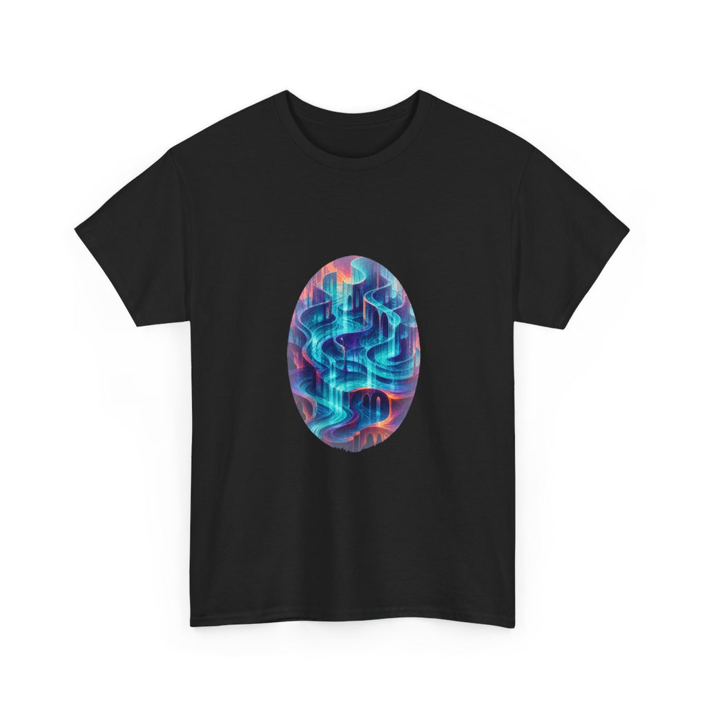 Neon Tidal Archive KOSVYRE graphic tee product mockup, alternate front view