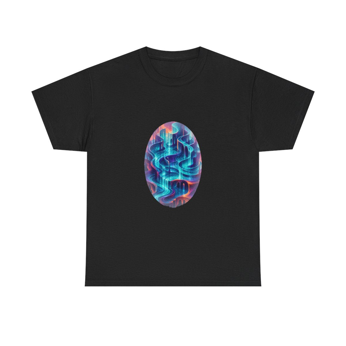 Neon Tidal Archive KOSVYRE graphic tee product mockup, front view