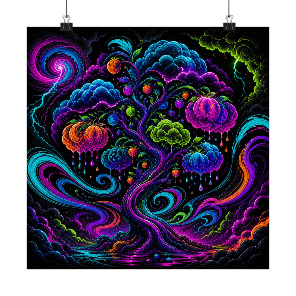 Neon Weather Orchard KOSVYRE art print product mockup, alternate front view